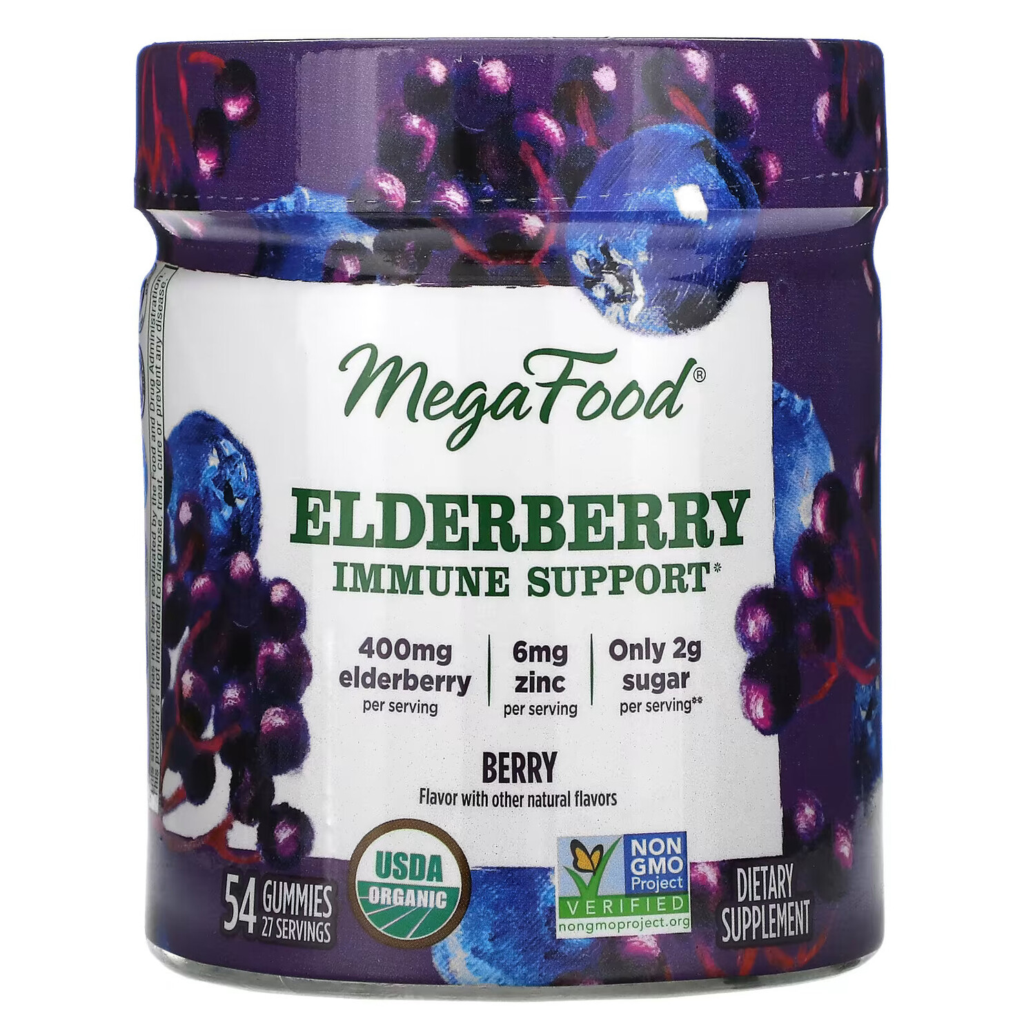 

Бузина MegaFood, поддержка иммунитета, ягоды, 54 жевательные таблетки