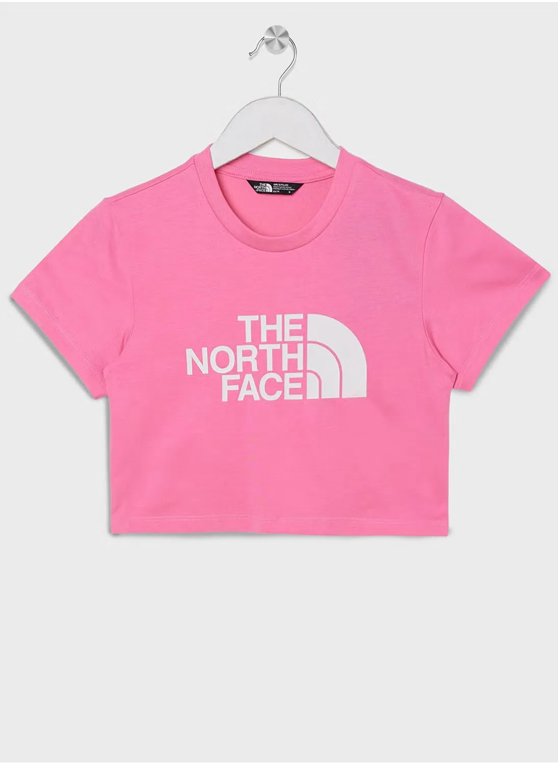Футболка укороченная с принтом The North Face, розовый