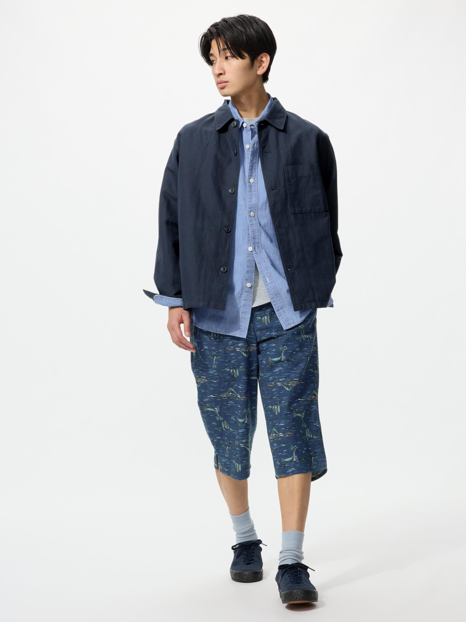 Домашние шорты Uniqlo Island Front Opening, 68 синий — фото 2