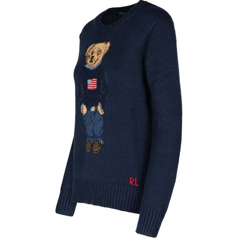Женский джемпер с интарсией Bear Polo Ralph Lauren, Marine Blue — фото 4