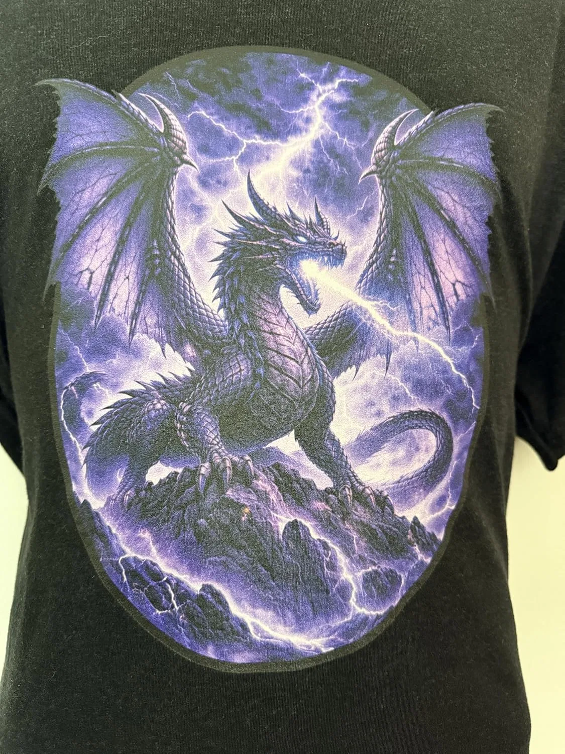 Мужская футболка с принтом Storm Dragon Graphic, тёмно-синий меланж — фото 2