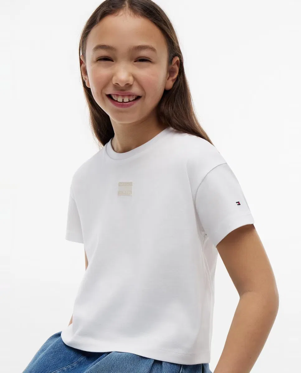 Детская футболка, Silueta Boxy Logo Frontal, Tommy Hilfiger, белый — фото 3