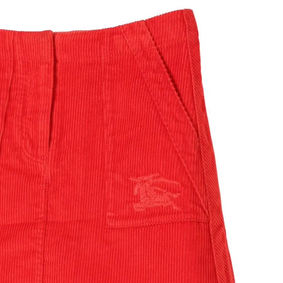 Юбка из вельвета с вышивкой Ava EKD Burberry, Warm Coral Red — фото 3