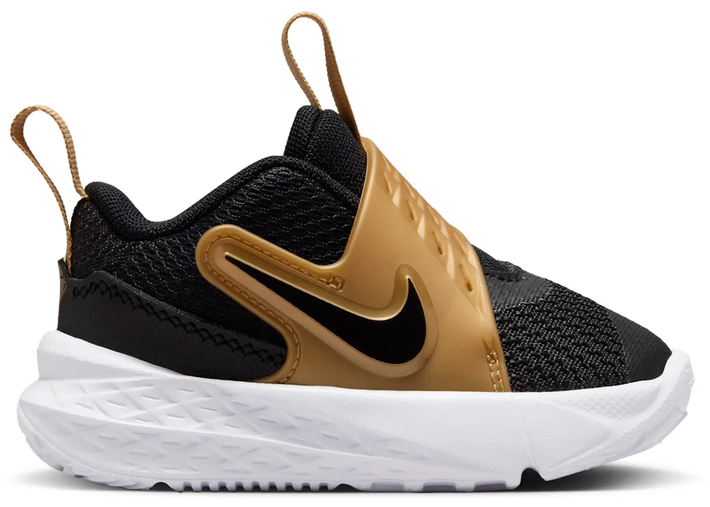 Детские кроссовки для мальчиков с шнуровкой Nike Team Hustle D 12 Nike, Black/Metallic Gold/White/Black
