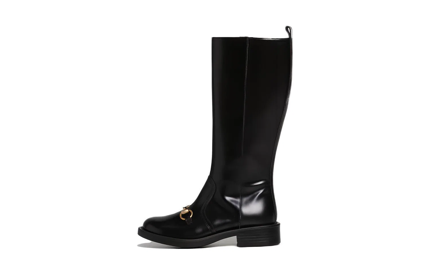 Детские кожаные сапоги для девочек с принтом Horsebit GUCCI, Black