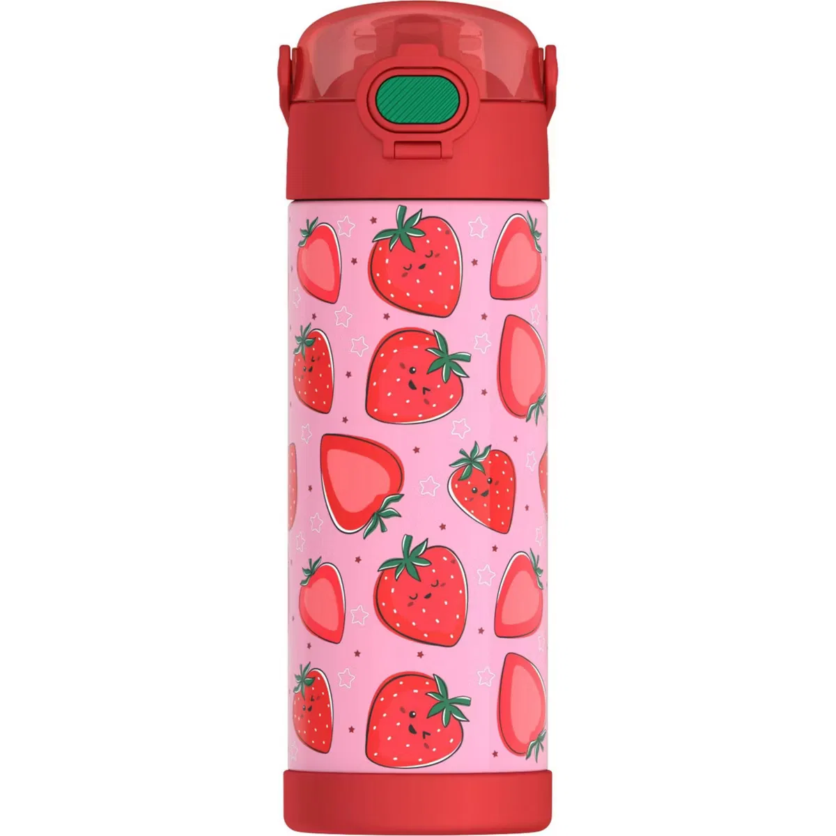 Детская бутылка для воды 470 мл с трубочкой и ручкой FUNtainer Strawberry Smiles Thermos, Strawberry Smiles — фото 2