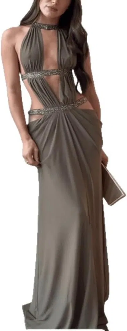Женское облегающее платье с открытой спиной, Olive Drab