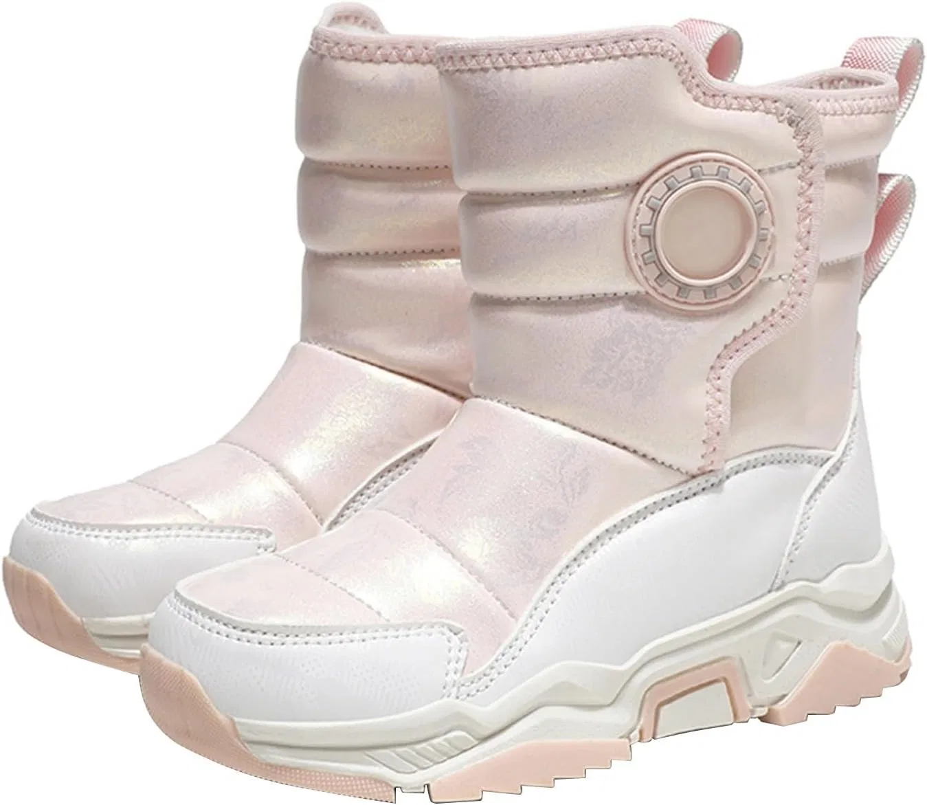 Детские зимние ботинки для мальчиков и девочек с мехом, Pink