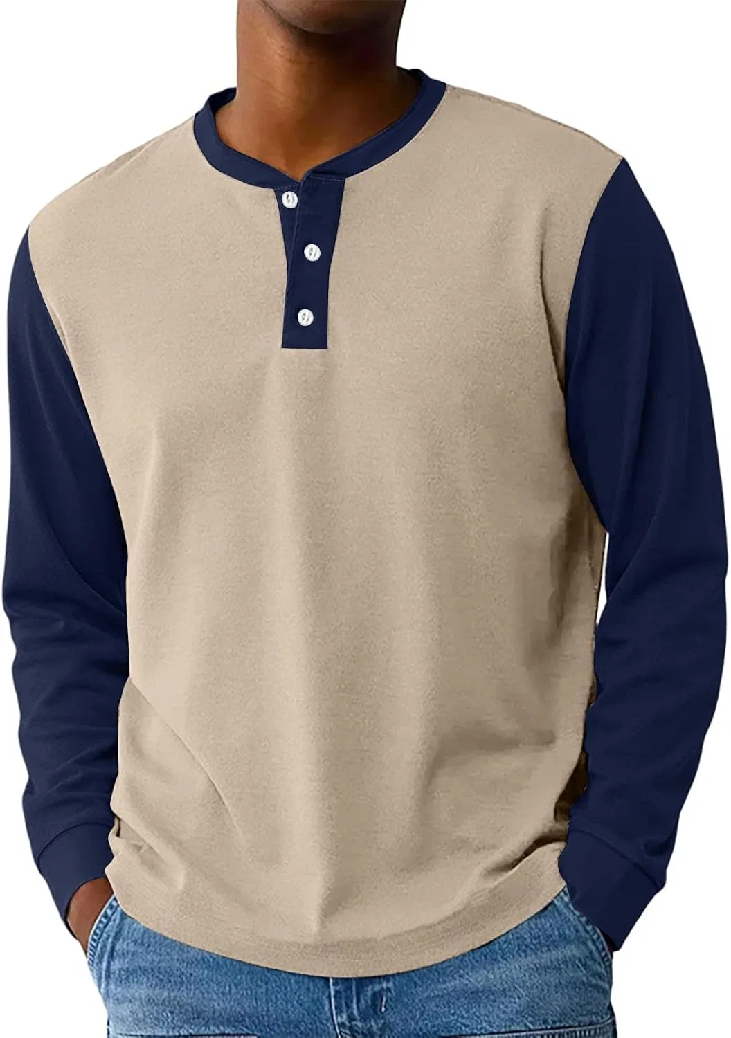 Мужская футболка-поло с длинным рукавом Color Block Big and Tall, Khaki