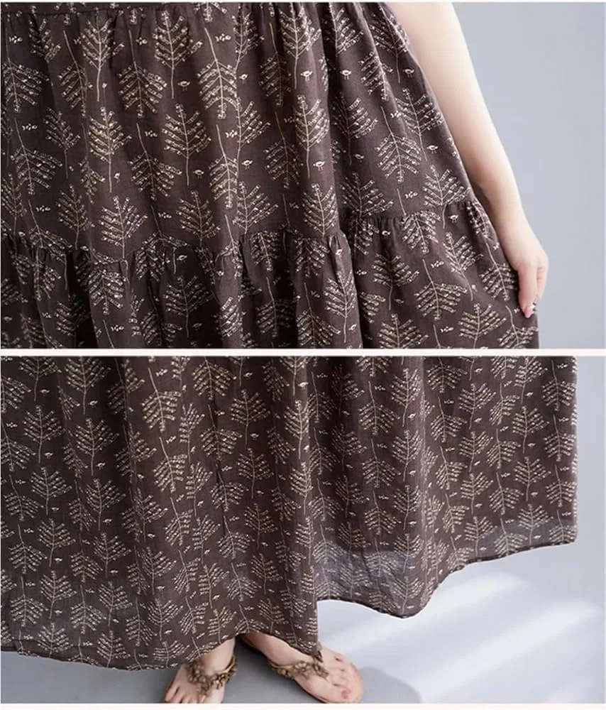 Женское платье-макси с принтом, летнее, без рукавов, свободного кроя — фото 4