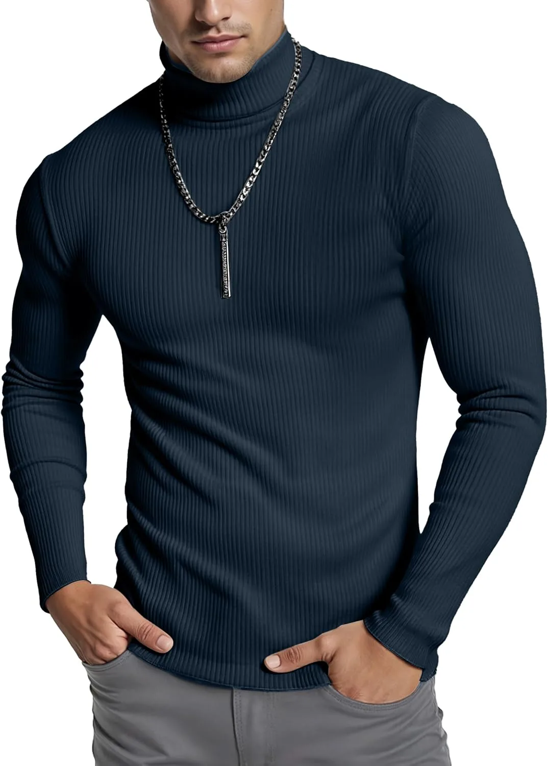 

NY Threads мужской ребристый водолазка slim fit