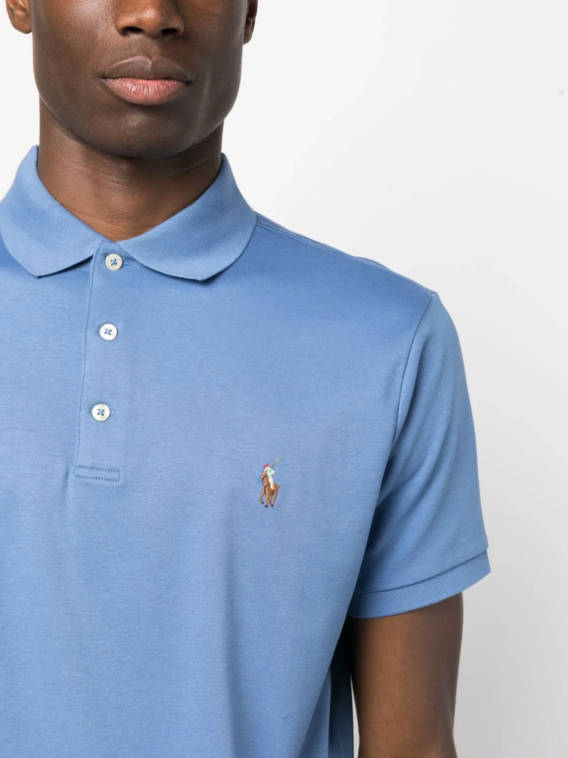 Поло рубашка с логотипом Pony из хлопка Polo Ralph Lauren, синий — фото 3