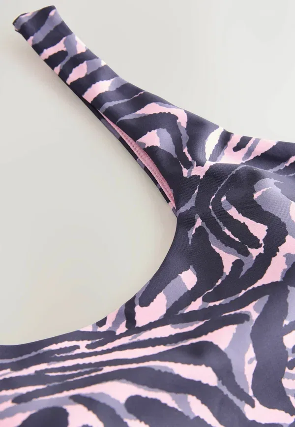 Топ с запахом, Animal Print, Regular fit - active balance scoop back - bustier, Next, Pink Zebra Print, розовый — фото 2