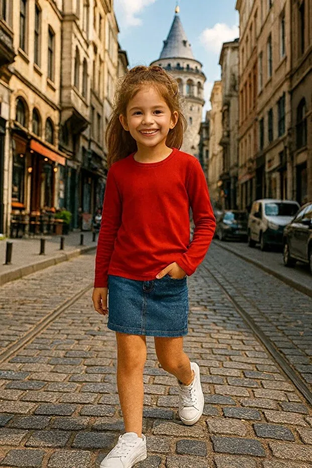 Детская футболка с длинным рукавом хлопковая Cloise, Red — фото 2