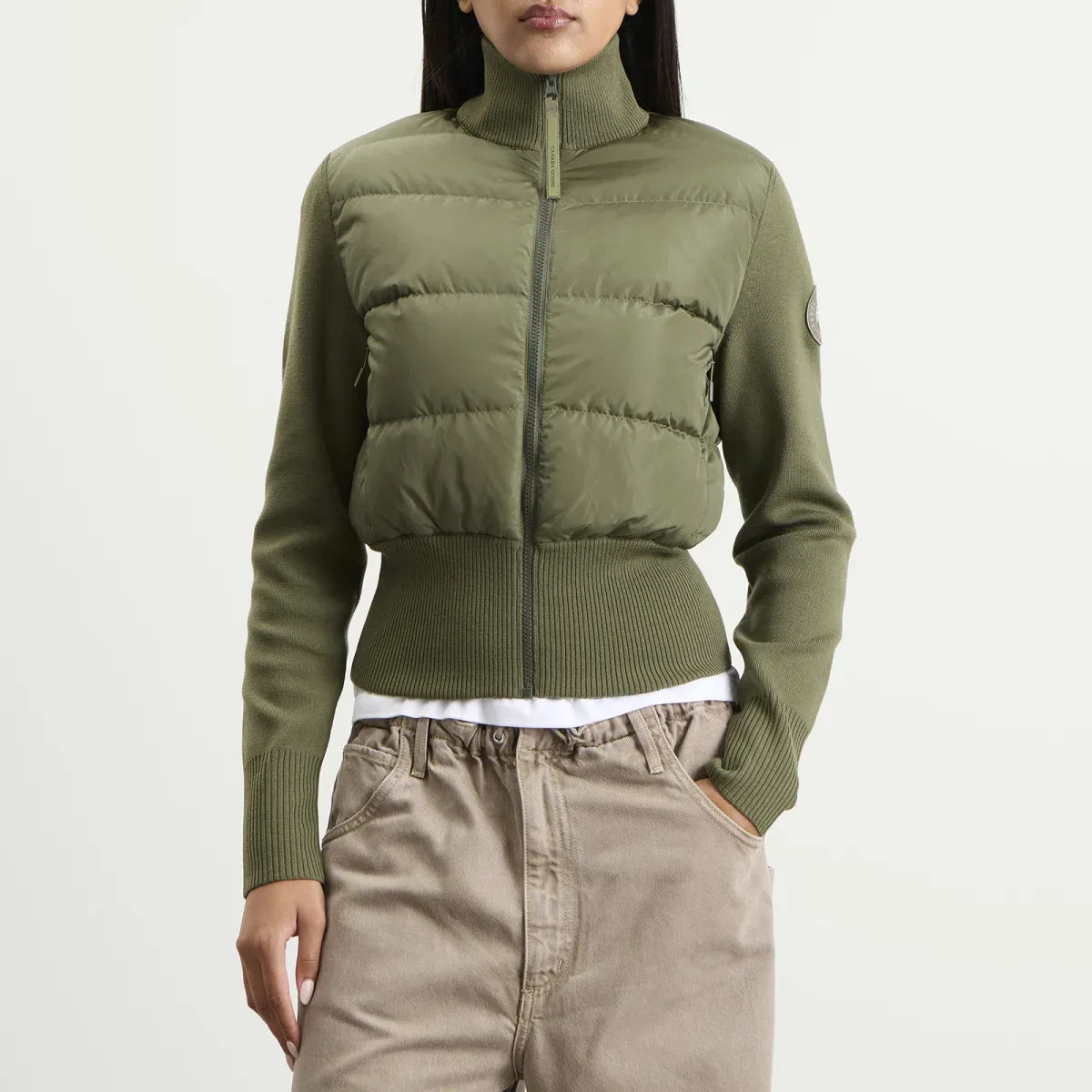 Женская куртка с наполнителем из пуха Hybridge Wide Quilt Knit Jacket Canada Goose, Vireo Green — фото 2