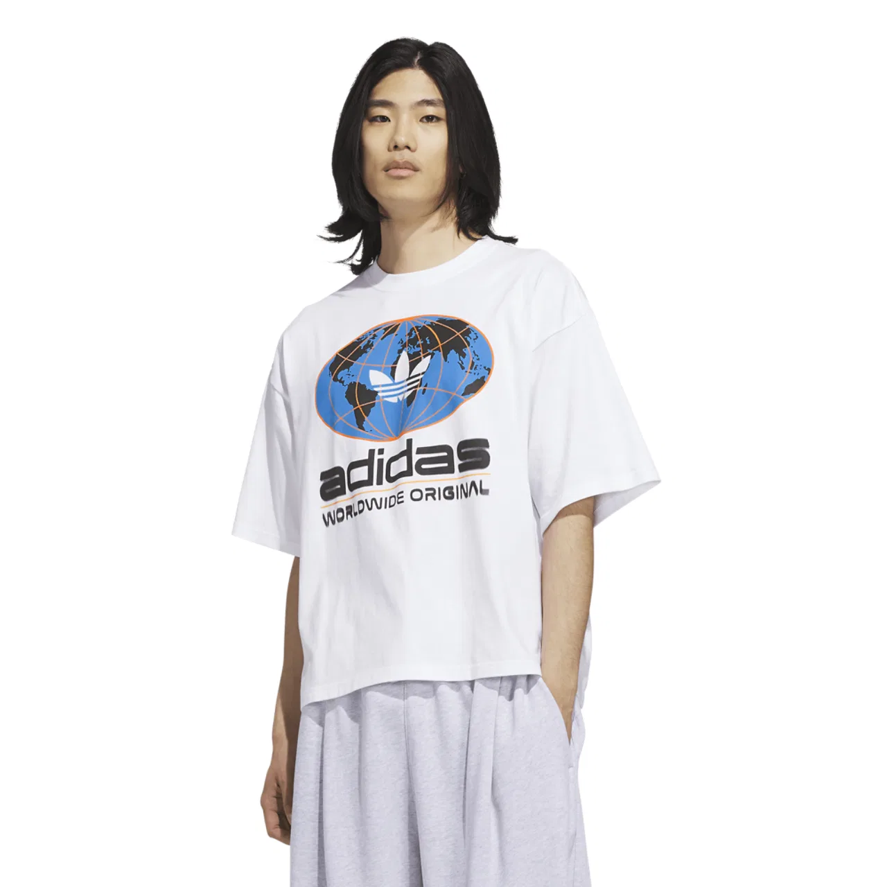 Мужская футболка с принтом World adidas, White/Multi