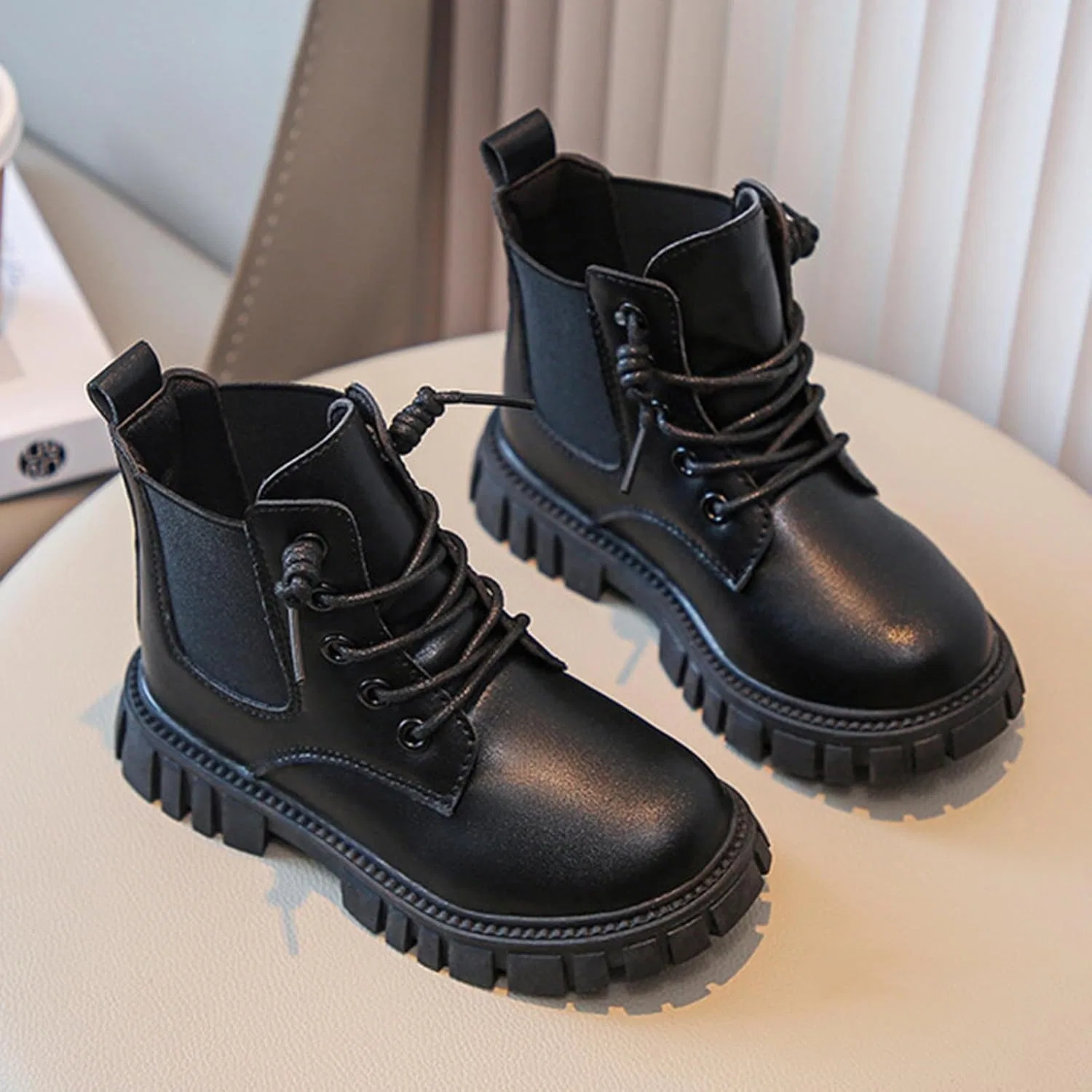 Детские ботинки для девочек с принтом Outdoor Hiking Non Slip Boot Durable Rubber Sole Fashion Boots Fall Winter Casual Shoes, Black — фото 4