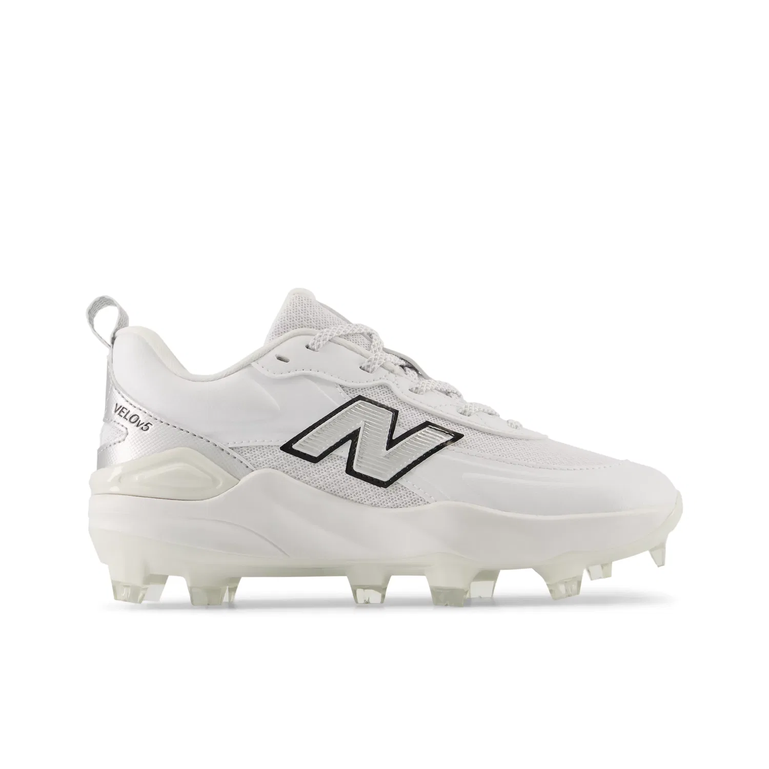 Детские бутсы для софтбола с сетчатым верхом Velo v5 Youth New Balance, White With Metallic Silver