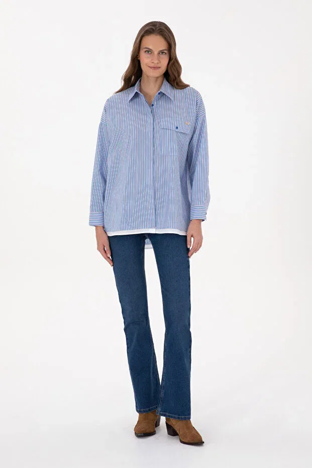Женская рубашка с длинным рукавом U.S. Polo Assn., Dark Blue — фото 4