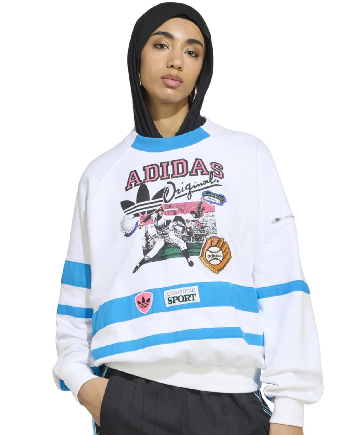 Женский свитшот оверсайз с длинным рукавомArchive Sweat Shirt Baseball Adidas, White