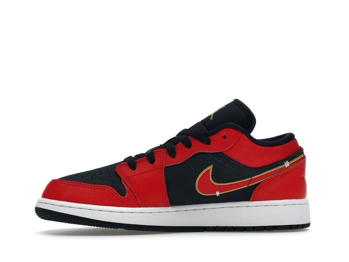 Детские кроссовки Lifestyle с низким верхом Jordan 1 Low Armory Navy/Metallic Gold/Sport Red — фото 3