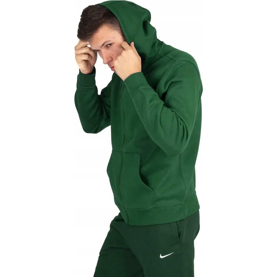 Мужской свитшот с капюшоном и полной застежкой-молнией Nike Sportswear Club Fleece, Зеленый — фото 3