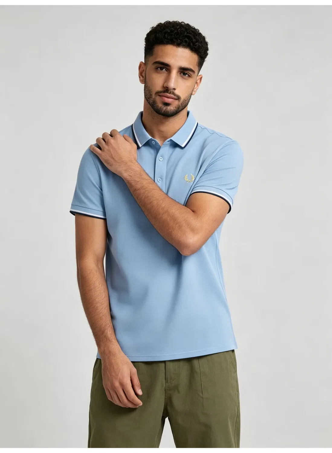 Поло с контрастными полосками, короткий рукав, Fred Perry, синий