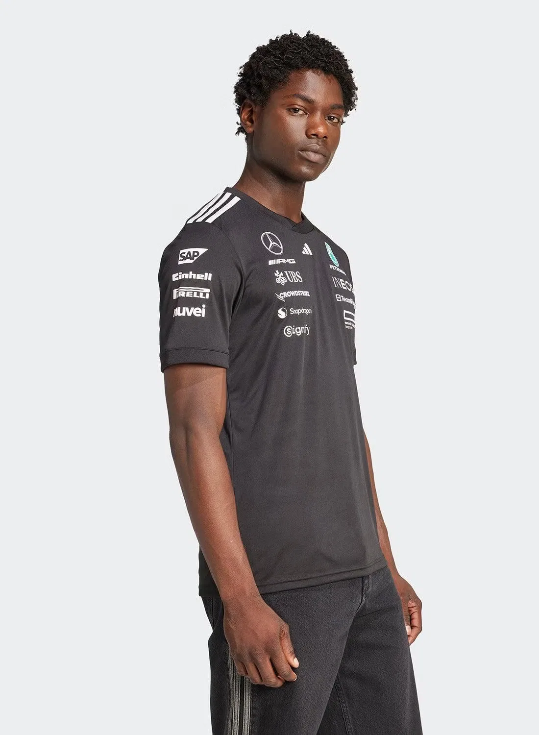 Джерси гоночное с технологией AEROREADY Mercedes - AMG Petronas Formula One Team Adidas, черный — фото 3