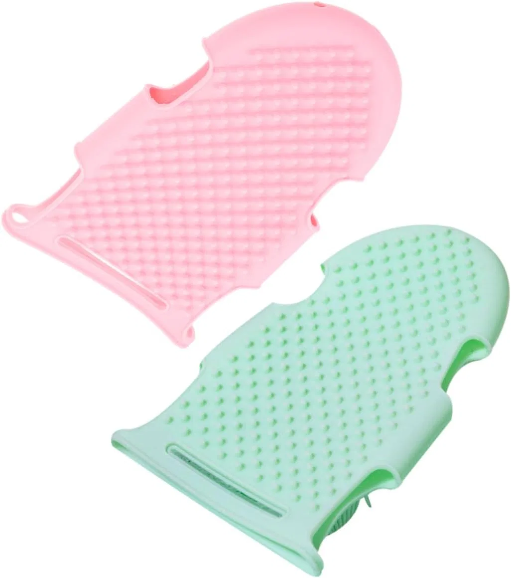 Силиконовая мочалка для душа, 2 шт, Healvian, 17.5x10.5x3 см, Pink Light Green