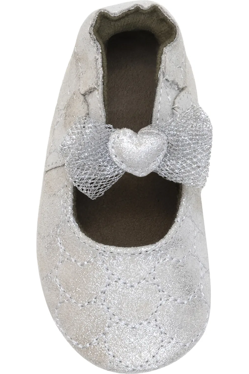 Младенческие туфли мэри джейн с бантом Desiree Robeez, Silver — фото 4