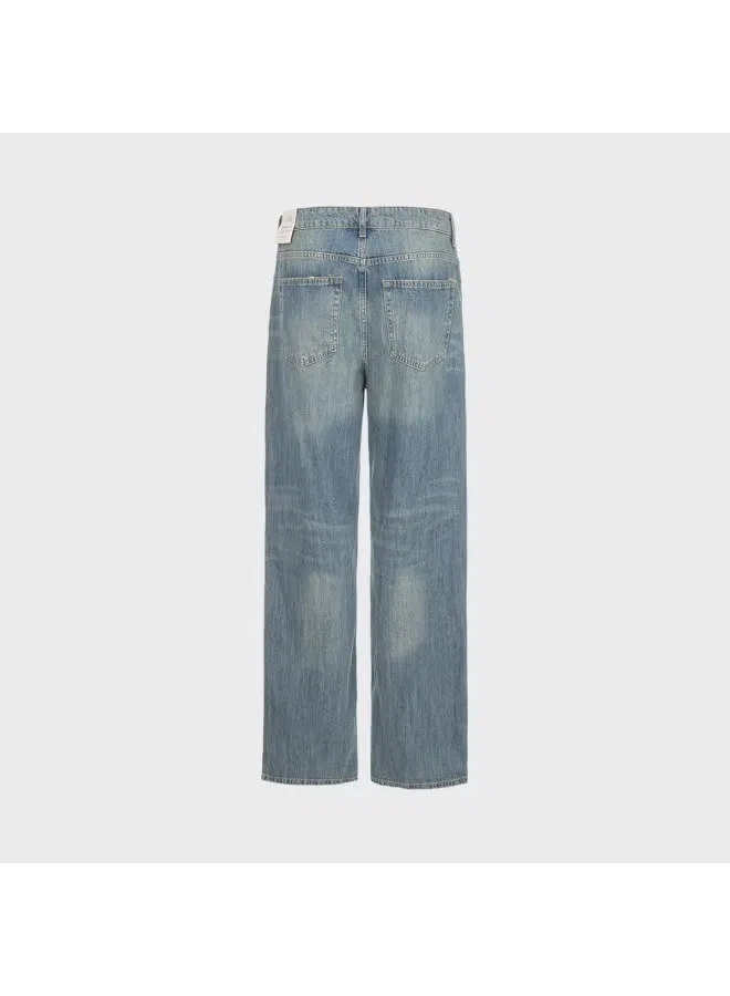 Джинсы свободного кроя с потертостями Zara, синий — фото 3