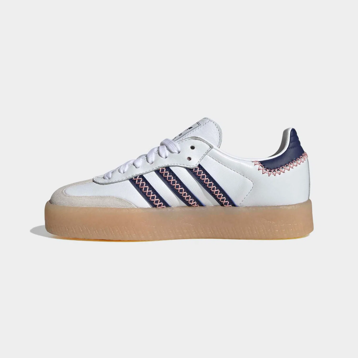Детские кроссовки с тремя полосками Adidas Originals, Cloud White/Dark Blue/Glory Pink — фото 3