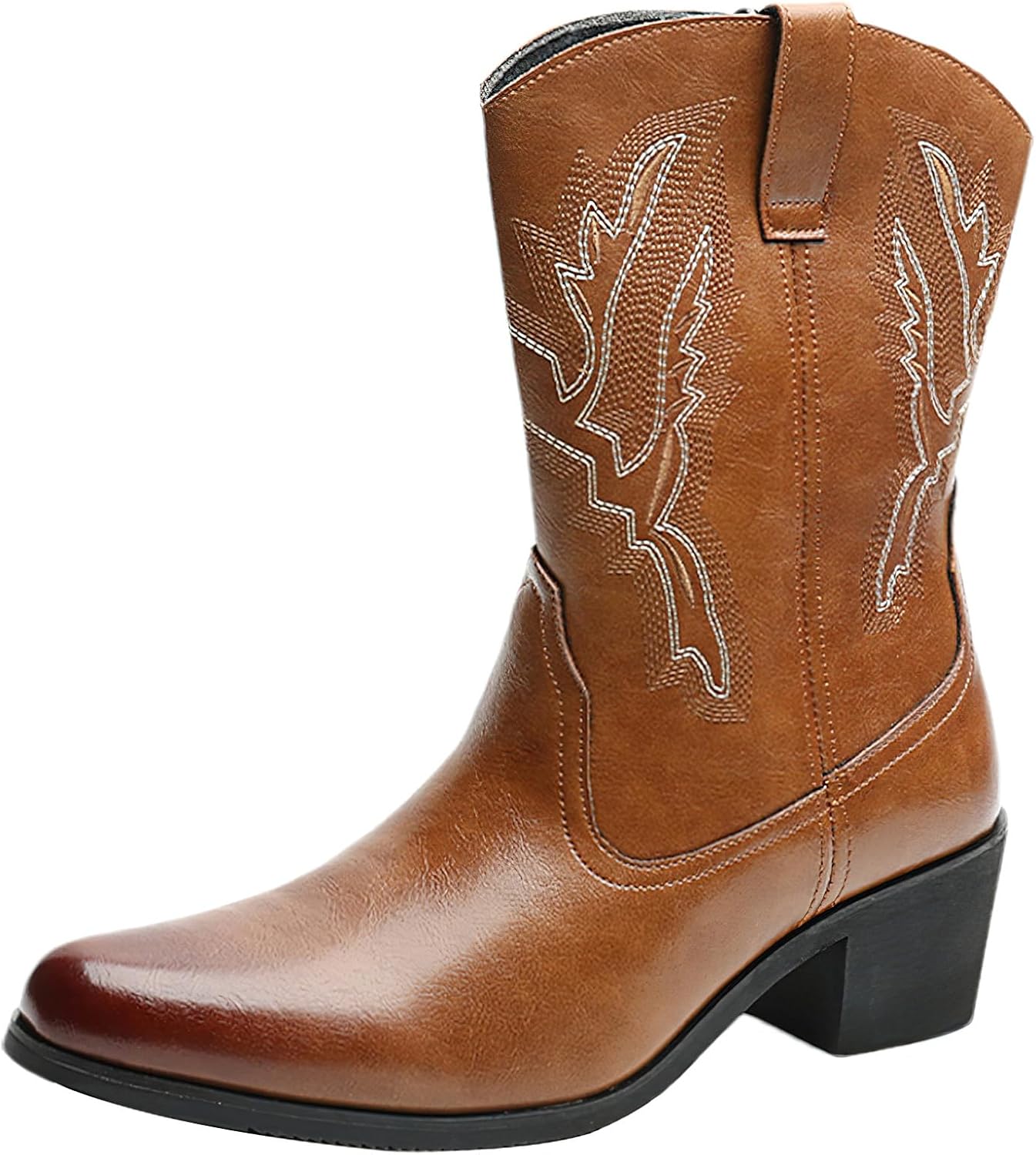 

Мужские ковбойские сапоги Jamron с вышивкой, заостренным носком, массивным каблуком и средней высотой голенища, коричневый