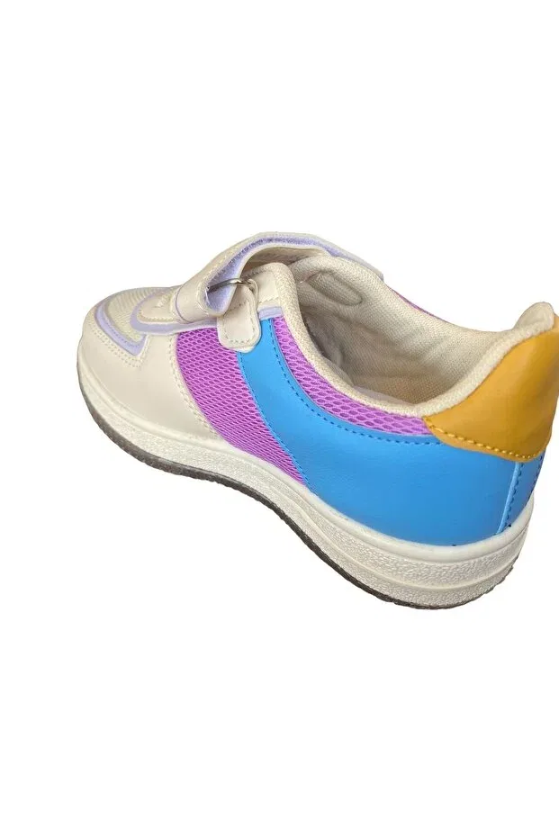 Детские кроссовки для девочек на липучке Sempaty, Cream Purple Blue — фото 3