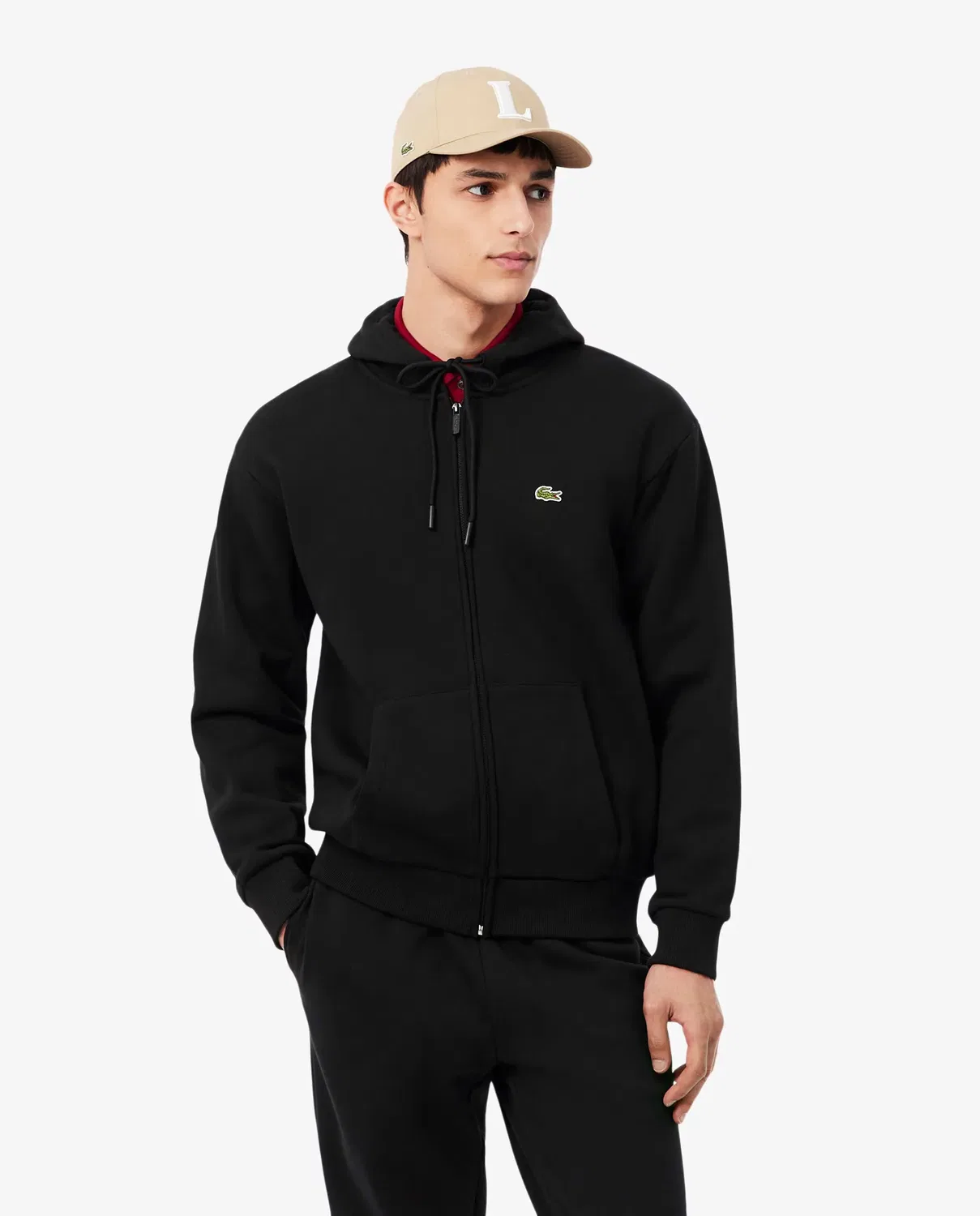 Худи мужская Lacoste с капюшоном, органический хлопок, Negro