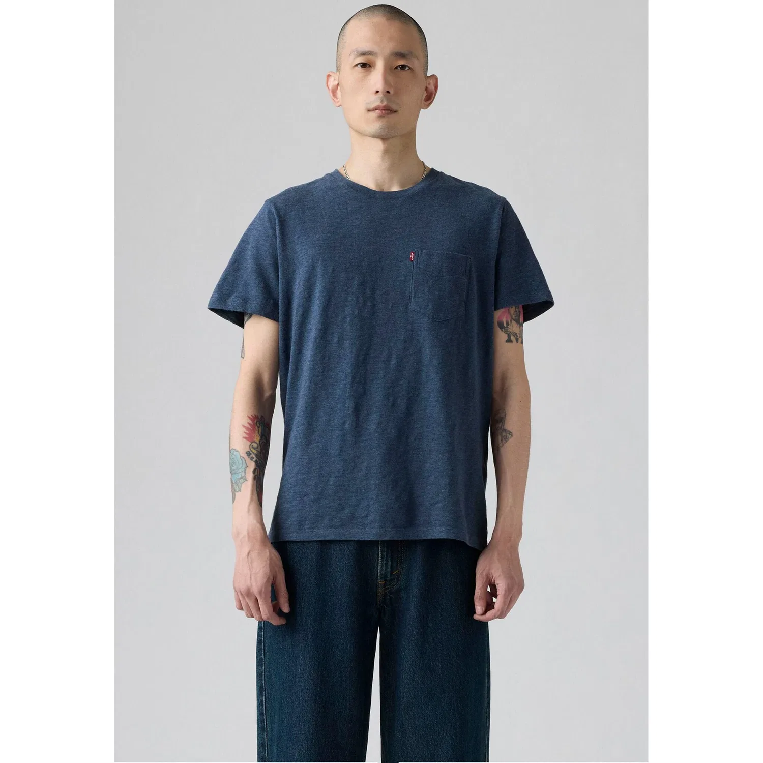 Мужская классическая футболка с нагрудным карманом Levi's, Dress Blues Heather Slub Jersey — фото 3