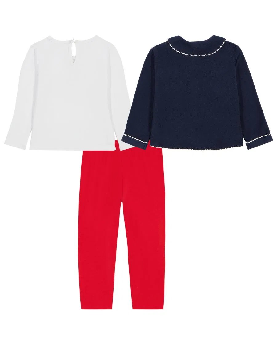 Комплект для девочек: куртка, футболка и леггинсы Tommy Hilfiger, Navy/White/Red — фото 2