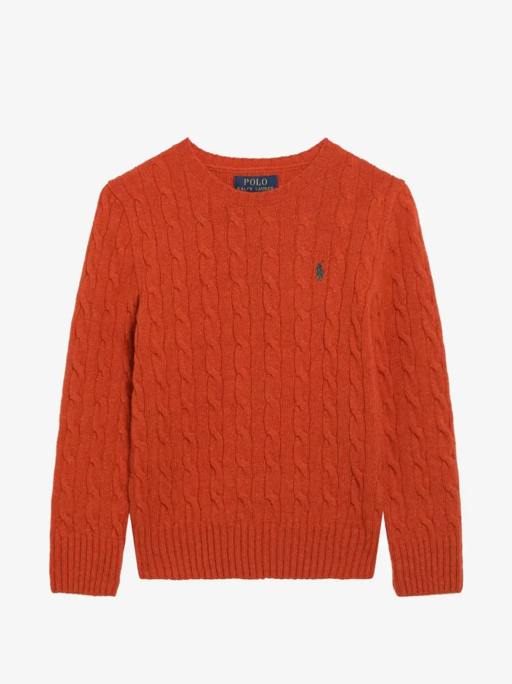 Вязаный свитер с вышитым логотипом POLO RALPH LAUREN KIDS, оранжевый