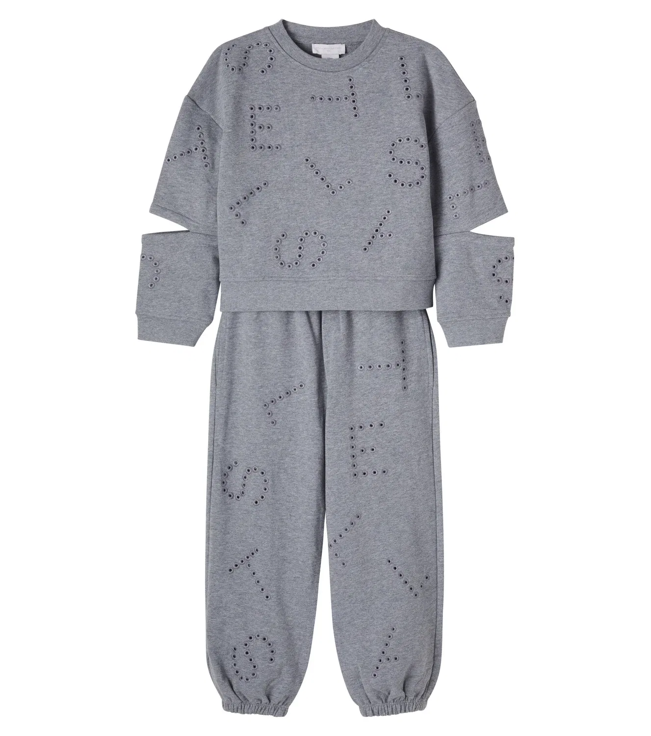 Спортивный костюм из хлопкового флиса, комплект из 2 предметов, Stella Mccartney Kids, серый