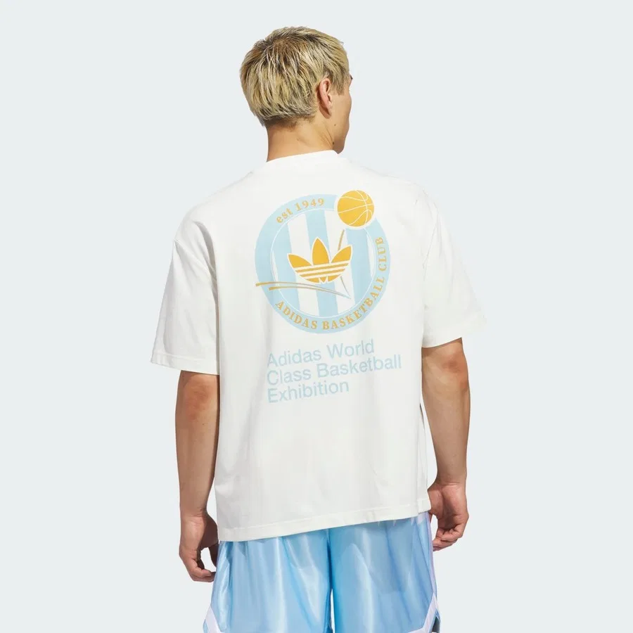 Футболка с принтом Originals Basketball Crest Tee adidas, Бело-синий — фото 2