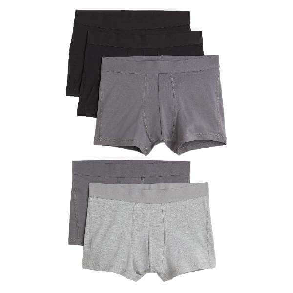 

Комплект трусов-боксеров H&M Cotton Boxer Shorts, 5 предметов, серый/черный