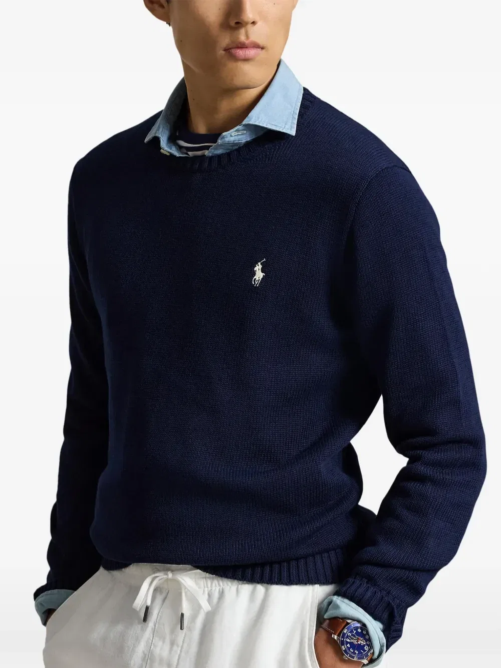 Свитер с вышитой пони Polo Ralph Lauren, синий — фото 3