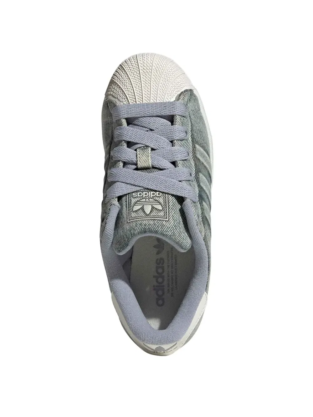 Кеды-суперстары из денима Adidas Kids, серый — фото 4