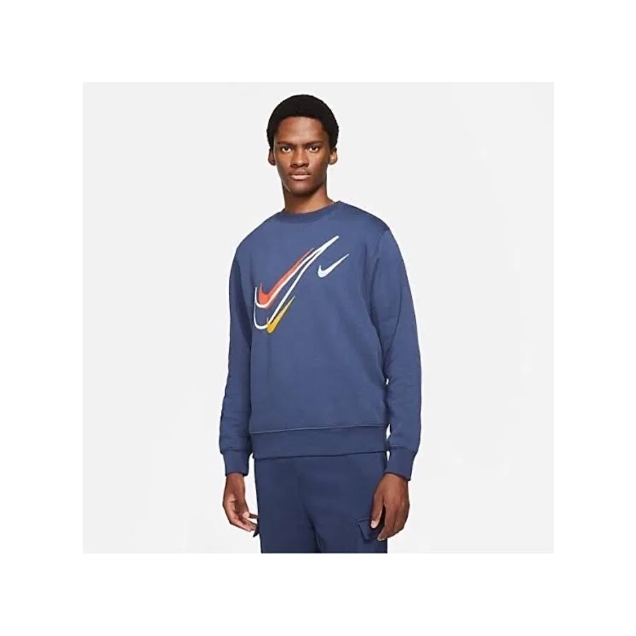 Свитшот спортивный с принтом Sportswear Multi Swoosh Graphic Fleece Nike, Midnight Navy