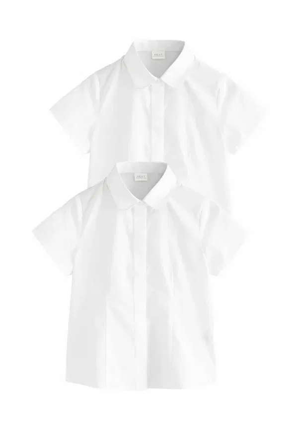 Блузка из полиэстера и хлопка Regular fit short sleeve fitted school 2 pack button-down blouse Next, white, белый