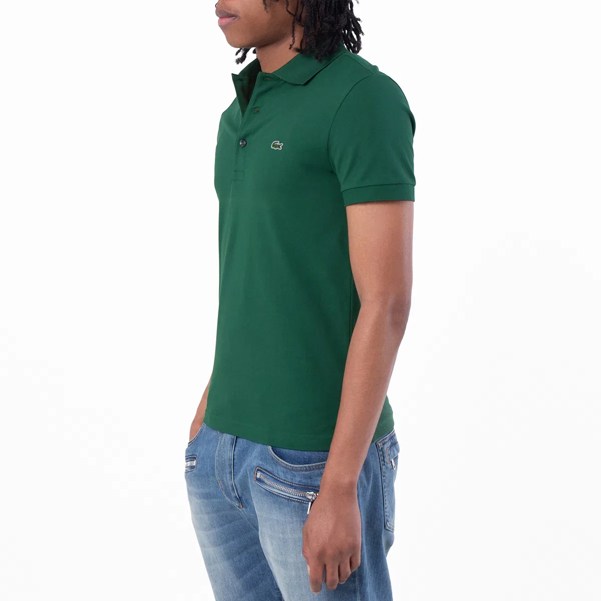 Поло Lacoste Stretch Pique Short-Sleeve Slim Fit Polo Shirt, Green — фото 2