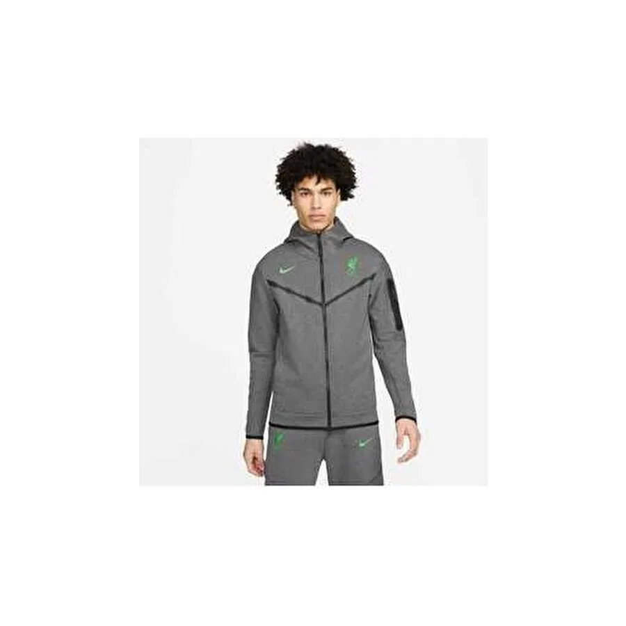 Мужской свитшот-худи с капюшоном из футера, модель Tech Fleece Liverpool Fc Full-Zip, Nike, Серый