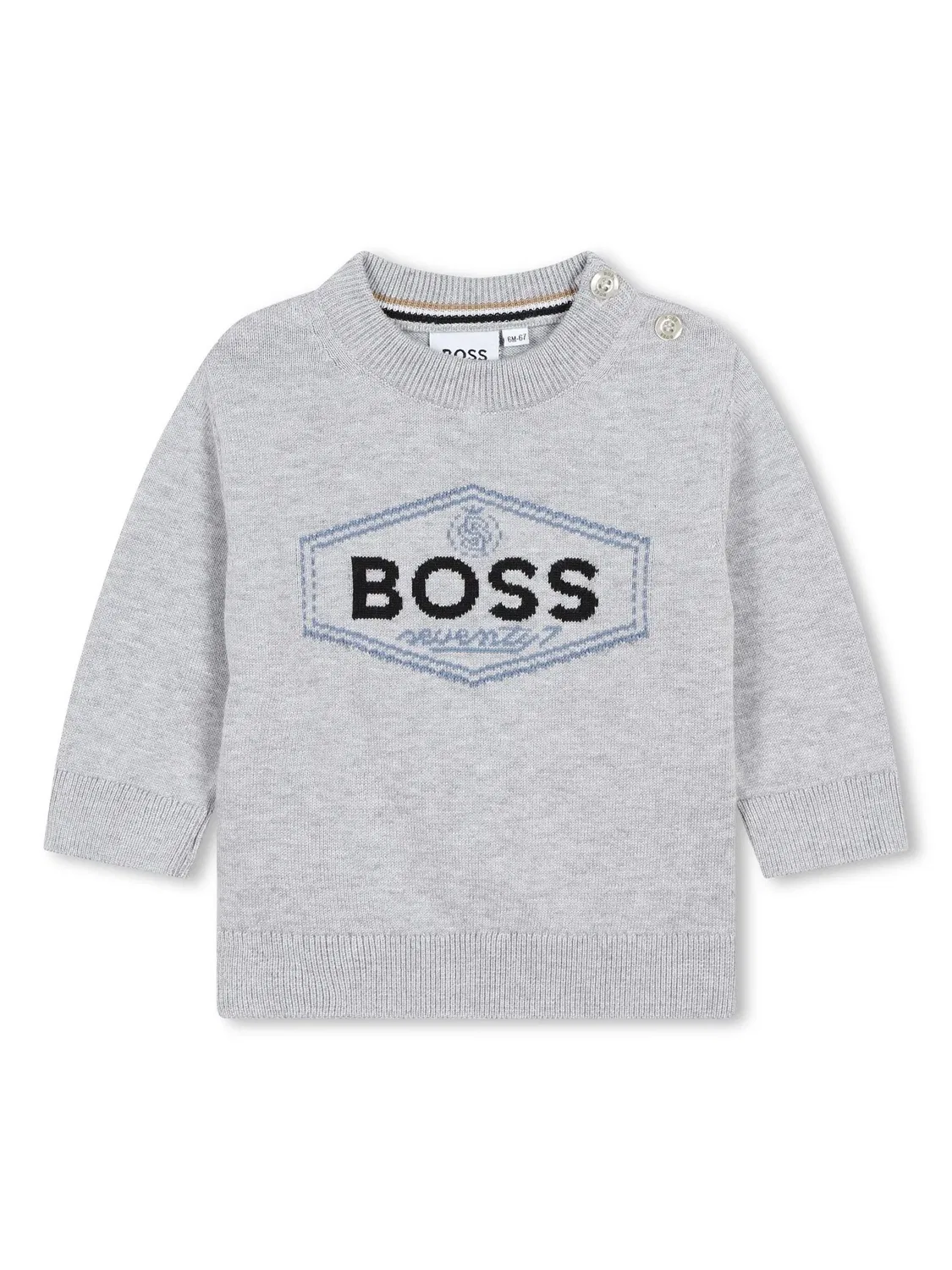 Джемпер с логотипом из хлопка BOSS, светло-серый