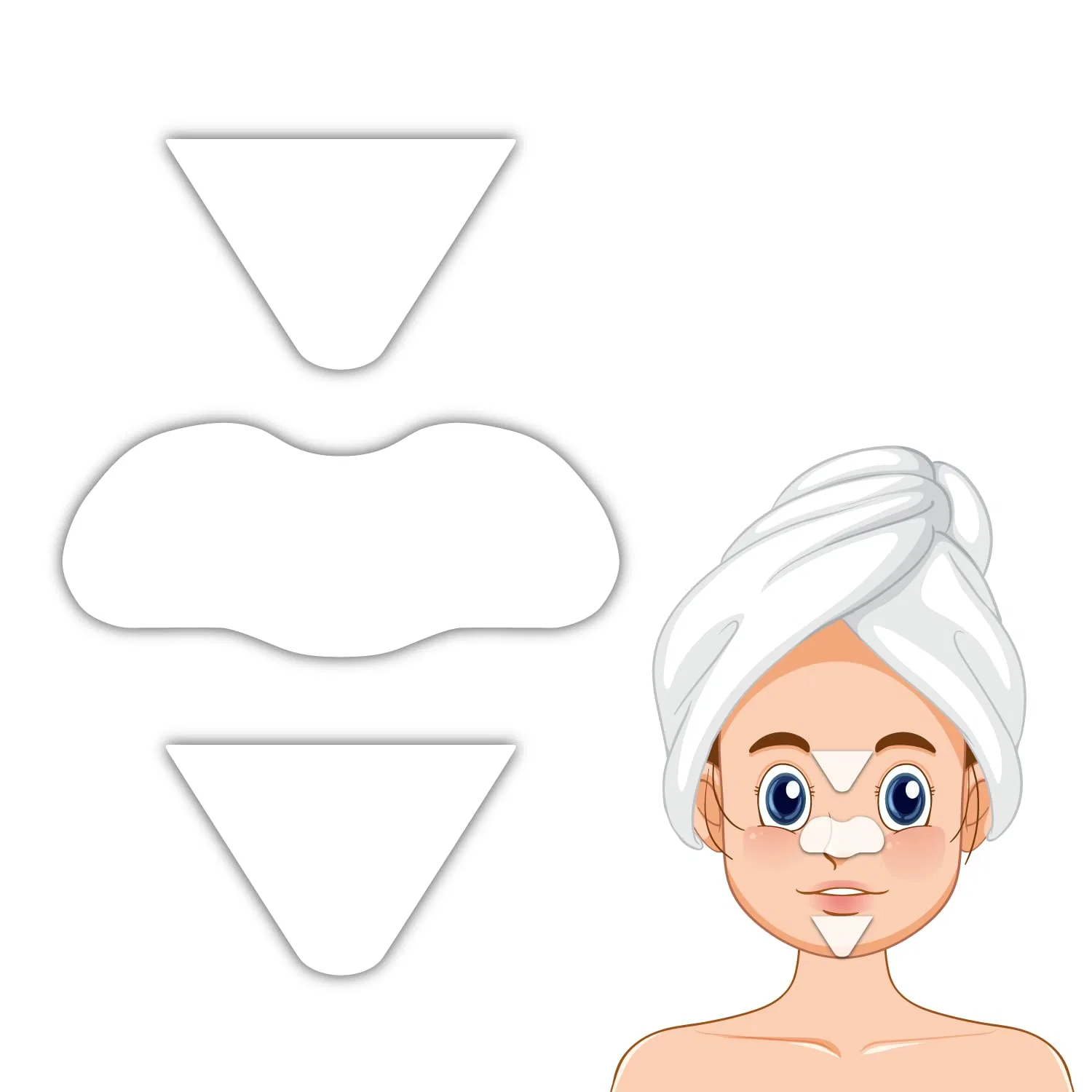 Пластыри для лица T-Zone and Nose Clear-Up Strips, Leddy Living, 3 шт, 2 г