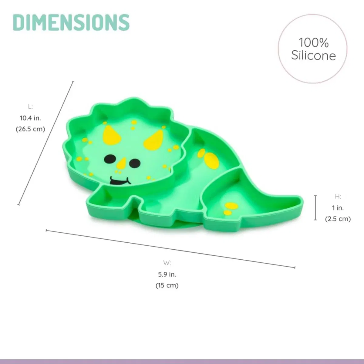 Силиконовая тарелка с присоской для детей с секциями Dinosaur Melii, Dinosaur — фото 3
